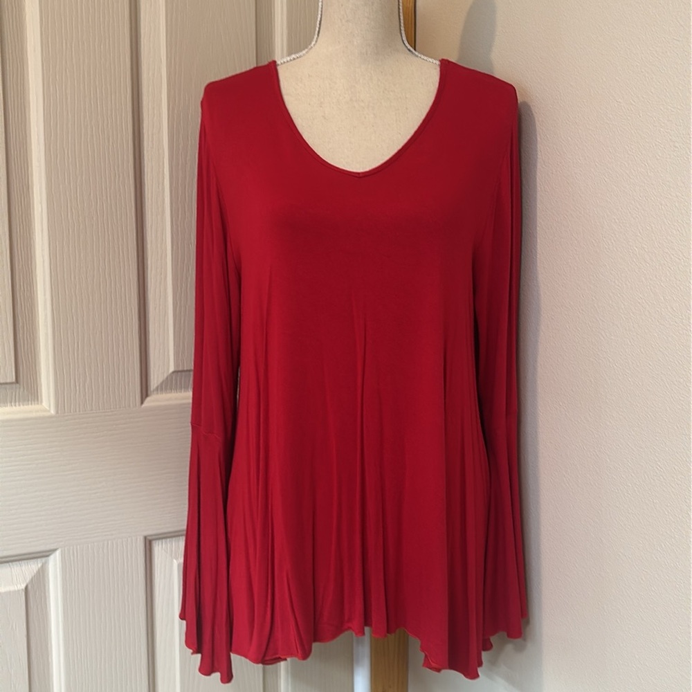 Red Bell Sleeve Swing Top
